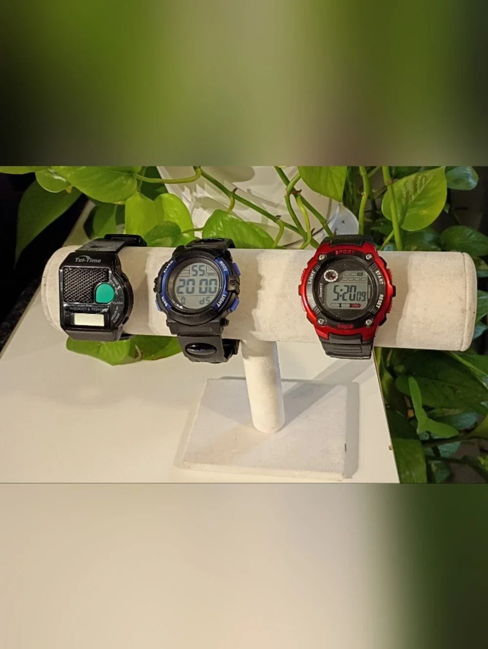 Three Black Digital Sport Watches with Blue Accents 6 Pcs
